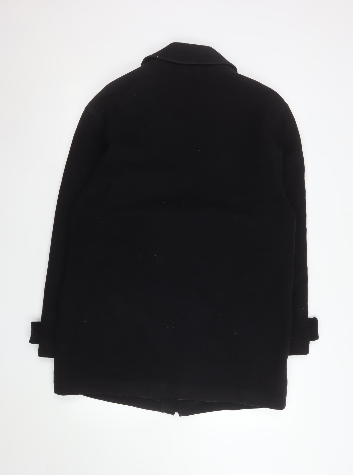 BHS Mens Black Wool Blend Mid-Length Overcoat Small