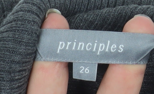 Principles Women Grey Roll Neck Cape Style Knit Jumper Size 26