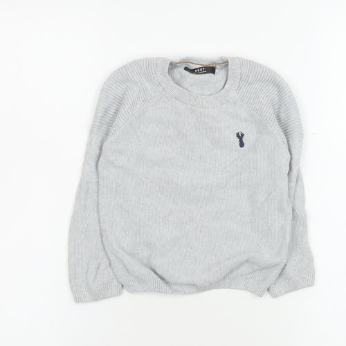 Next Boys Grey Cotton Jumper 3 Years Crew Neck Pullover