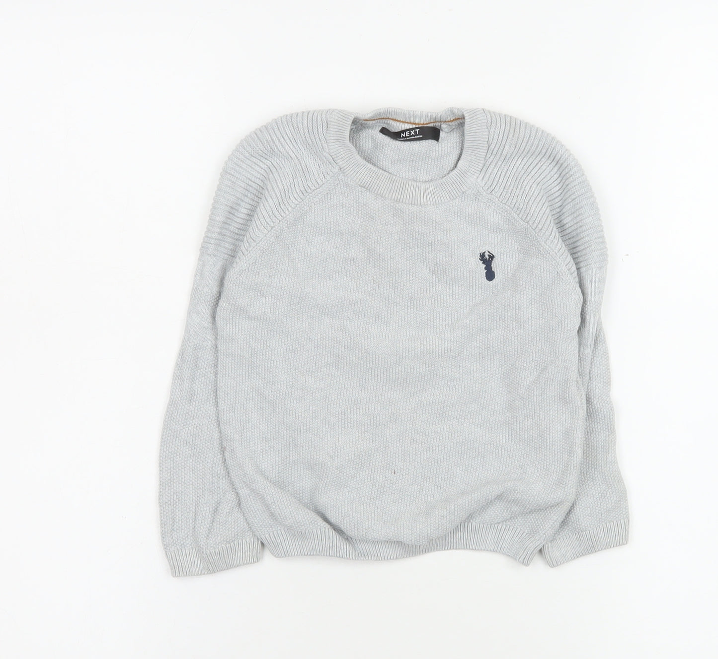 Next Boys Grey Cotton Jumper 3 Years Crew Neck Pullover