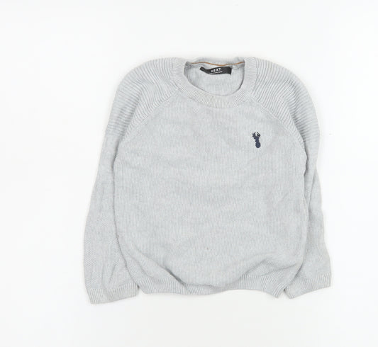 Next Boys Grey Cotton Jumper 3 Years Crew Neck Pullover