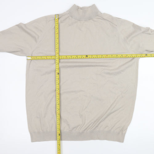 Next Men’s Beige Mock Neck Cotton Blend Jumper XL
