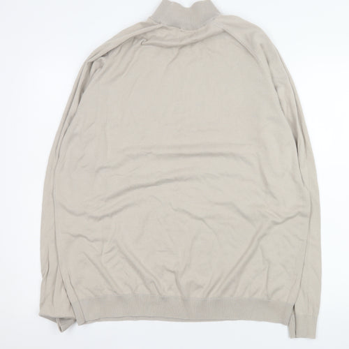 Next Men’s Beige Mock Neck Cotton Blend Jumper XL