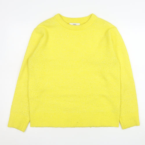 Marks and Spencer Women's Yellow Crew Neck Pullover Jumper Size S