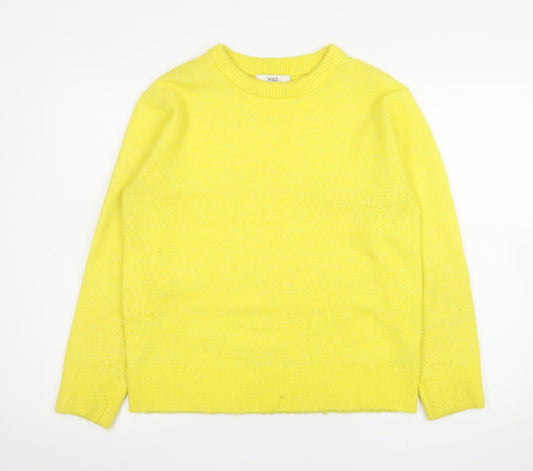 Marks and Spencer Women's Yellow Crew Neck Pullover Jumper Size S