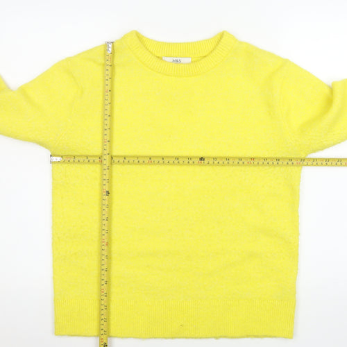 Marks and Spencer Women's Yellow Crew Neck Pullover Jumper Size S