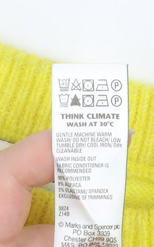 Marks and Spencer Women's Yellow Crew Neck Pullover Jumper Size S