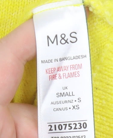 Marks and Spencer Women's Yellow Crew Neck Pullover Jumper Size S