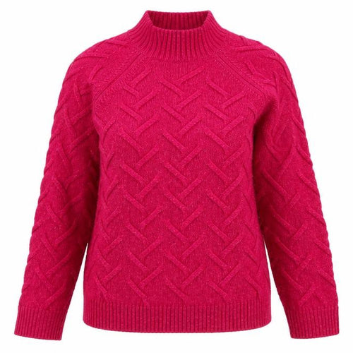 Lipsy Women’s Pink Mock Neck Cable Knit Jumper Size 10