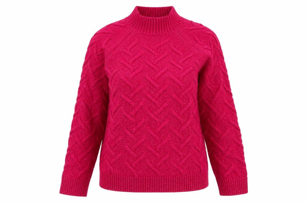 Lipsy Women’s Pink Mock Neck Cable Knit Jumper Size 10