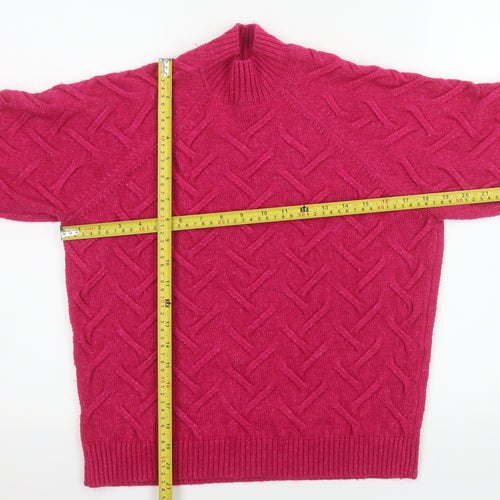 Lipsy Women’s Pink Mock Neck Cable Knit Jumper Size 10