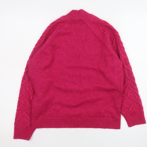 Lipsy Women’s Pink Mock Neck Cable Knit Jumper Size 10