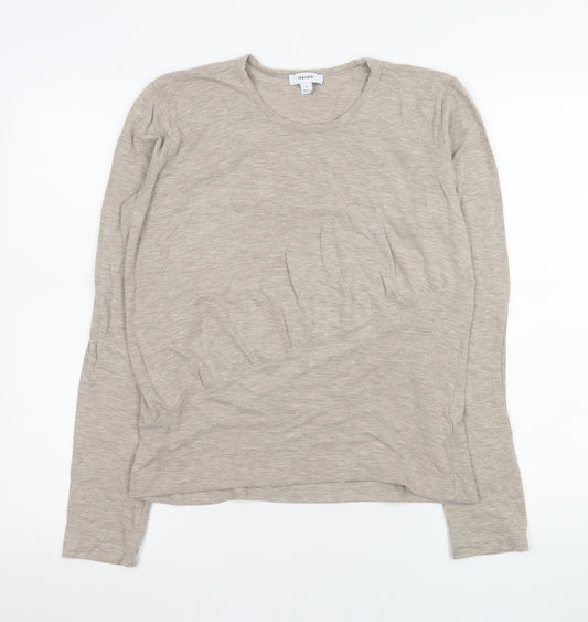 Reiss Womens Beige Long Sleeve Basic Jersey Top Size L