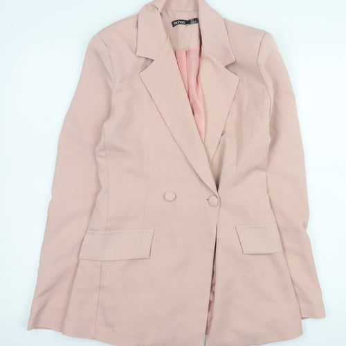 Boohoo Women Pink Blazer UK 8 Double-Breasted Tailored Jacket