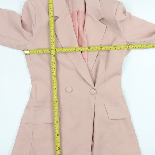 Boohoo Women Pink Blazer UK 8 Double-Breasted Tailored Jacket