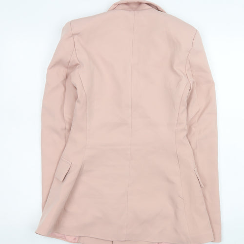 Boohoo Women Pink Blazer UK 8 Double-Breasted Tailored Jacket