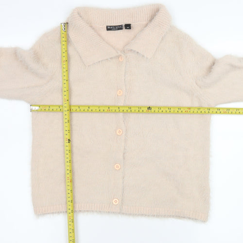 Brave Soul Women’s Beige Collared Button-Up Cardigan Size M