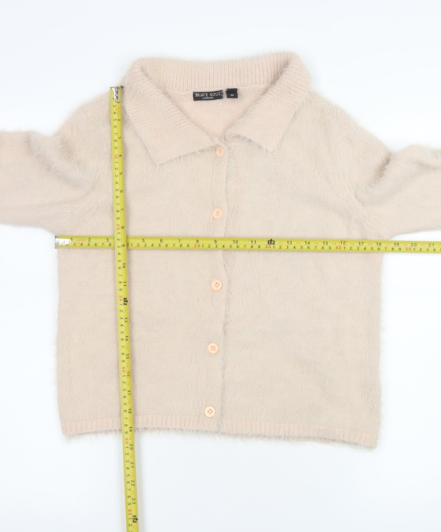 Brave Soul Women’s Beige Collared Button-Up Cardigan Size M