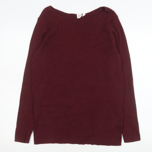 GAP Women’s Burgundy Boat Neck Long Sleeve Pullover Jumper Size L