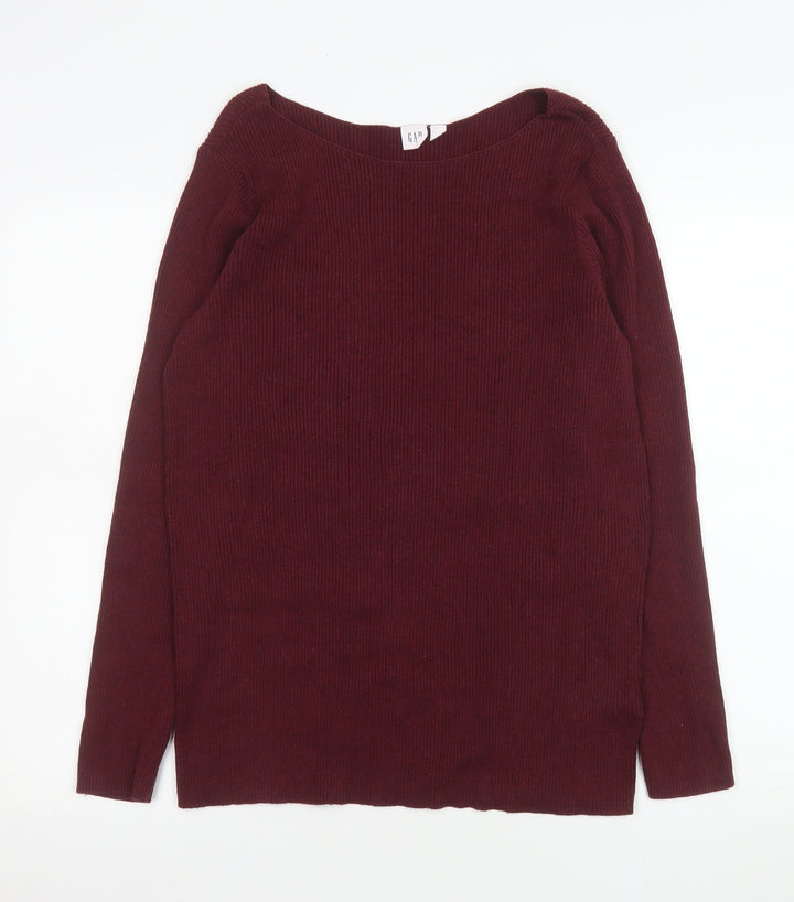 GAP Women’s Burgundy Boat Neck Long Sleeve Pullover Jumper Size L