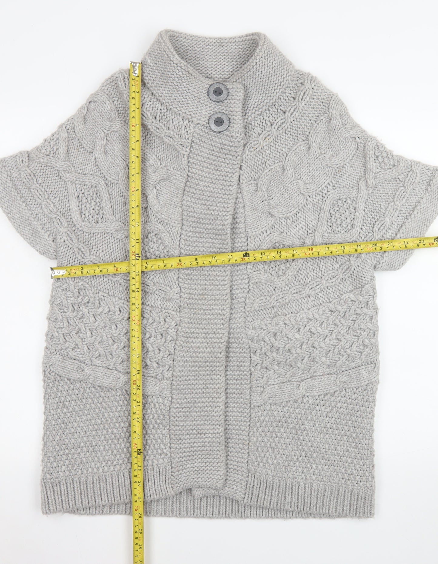 Marks & Spencer Women’s Grey Cable Knit Cardigan UK 16 Short Sleeve