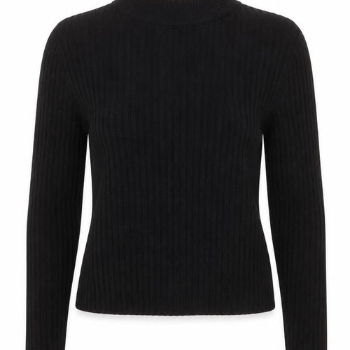 H&M Divided Women Black Ribbed Long Sleeve Mock Neck Jumper M
