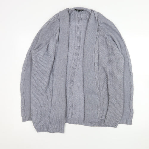 Bonmarché Womens Grey Cable-Knit Open Long Sleeve Cardigan L