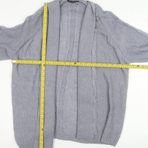 Bonmarché Womens Grey Cable-Knit Open Long Sleeve Cardigan L