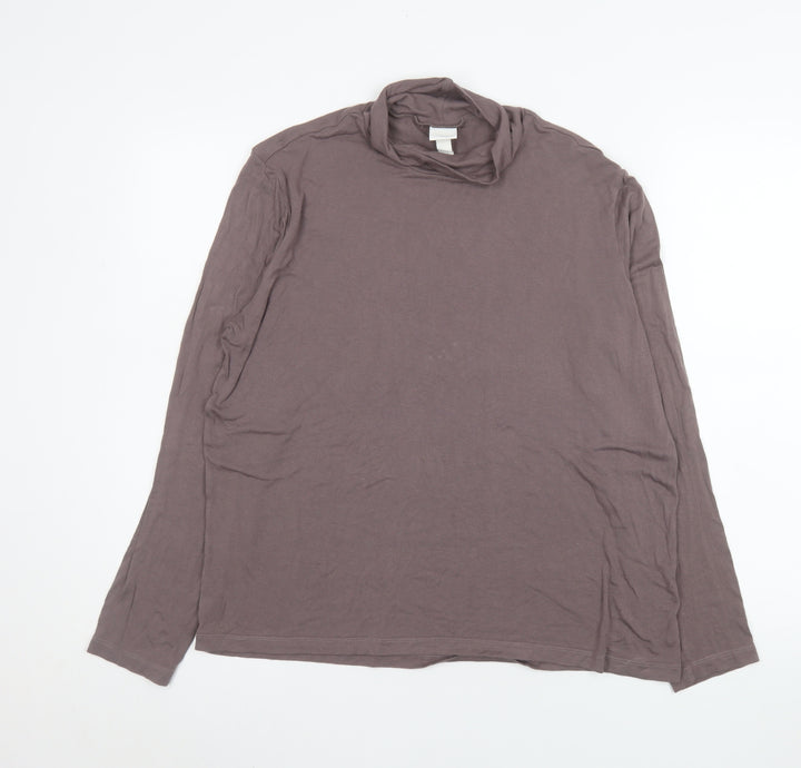 H&M Men’s Brown Roll Neck Long Sleeve Jersey Top XL