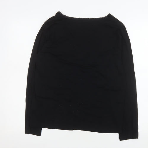 Gold Women’s Black Long Sleeve V-Neck Stretch Tunic Top Size 14