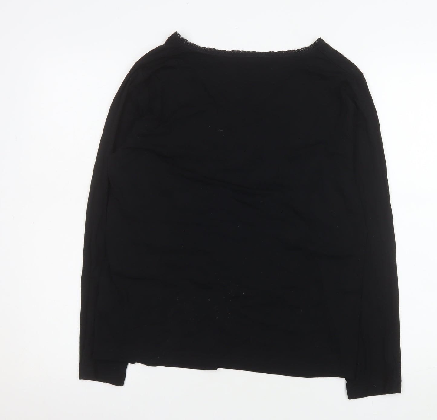 Gold Women’s Black Long Sleeve V-Neck Stretch Tunic Top Size 14