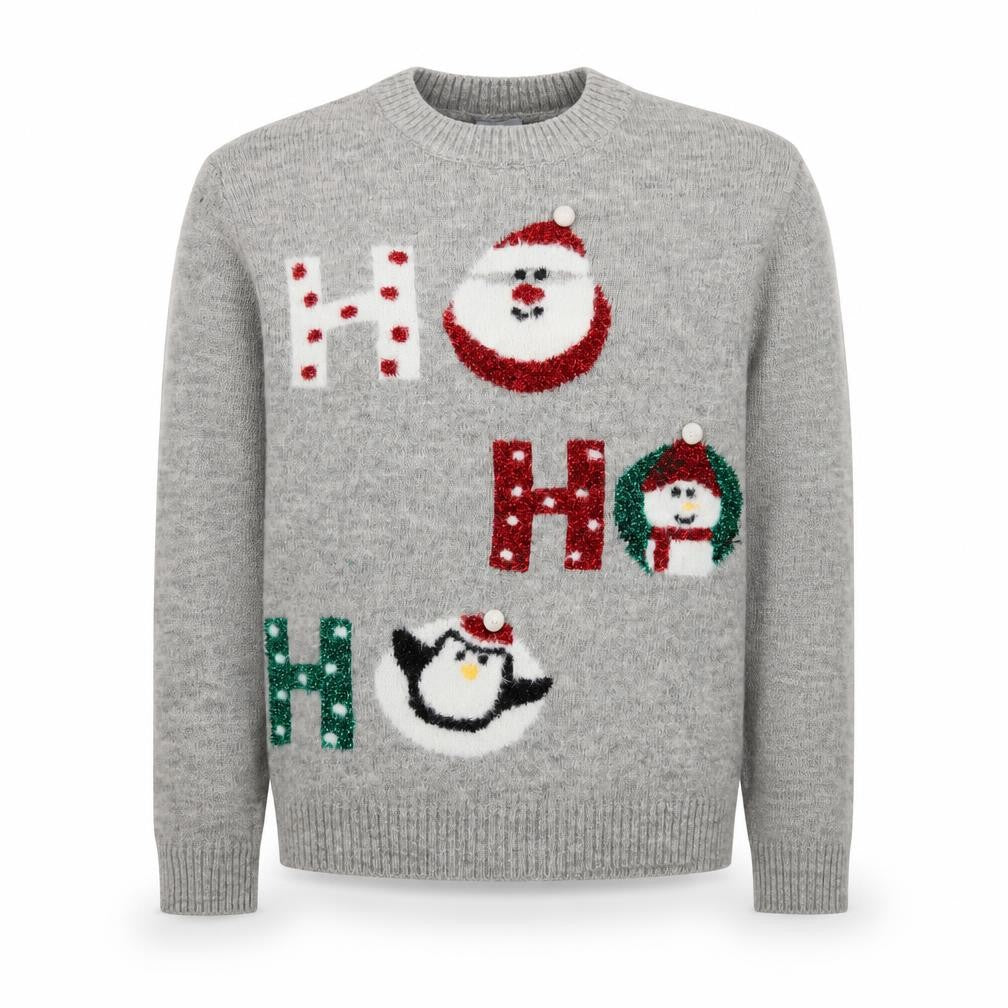 Front view of George men’s grey christmas jumper m santa snowman penguin pullover