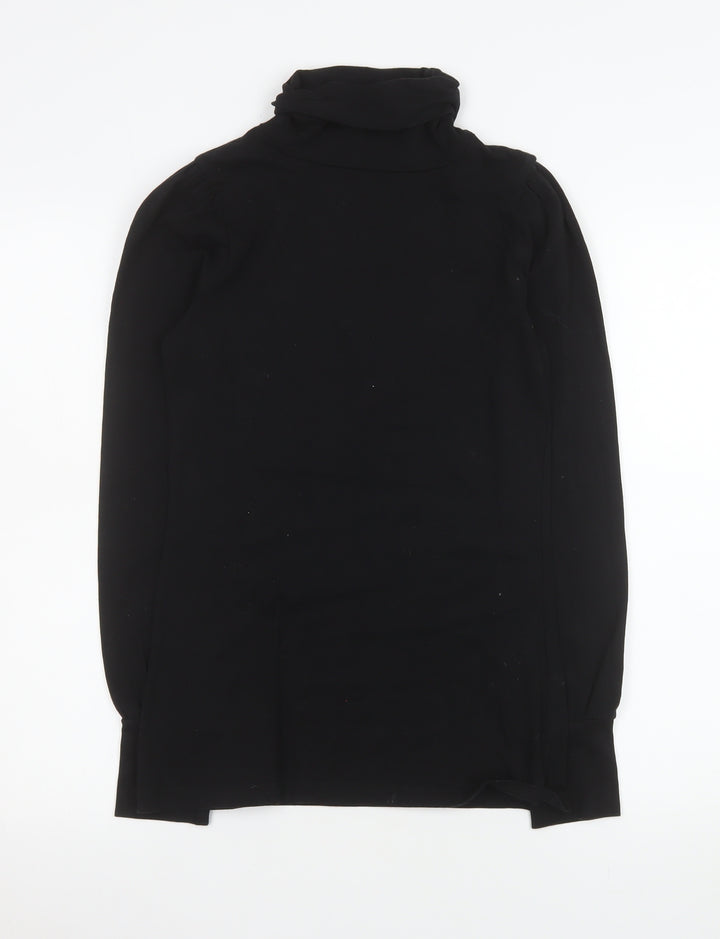 Next Women's Black Roll Neck Long Sleeve Cotton Stretch Top Size 8