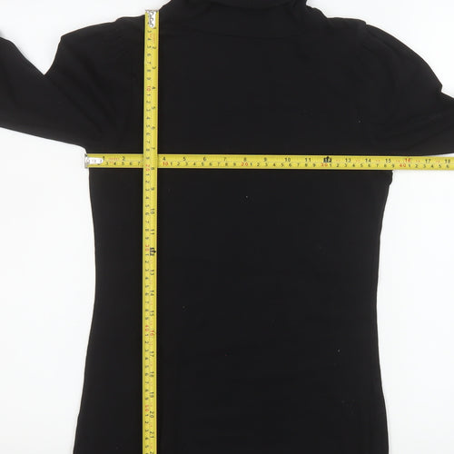 Next Women's Black Roll Neck Long Sleeve Cotton Stretch Top Size 8