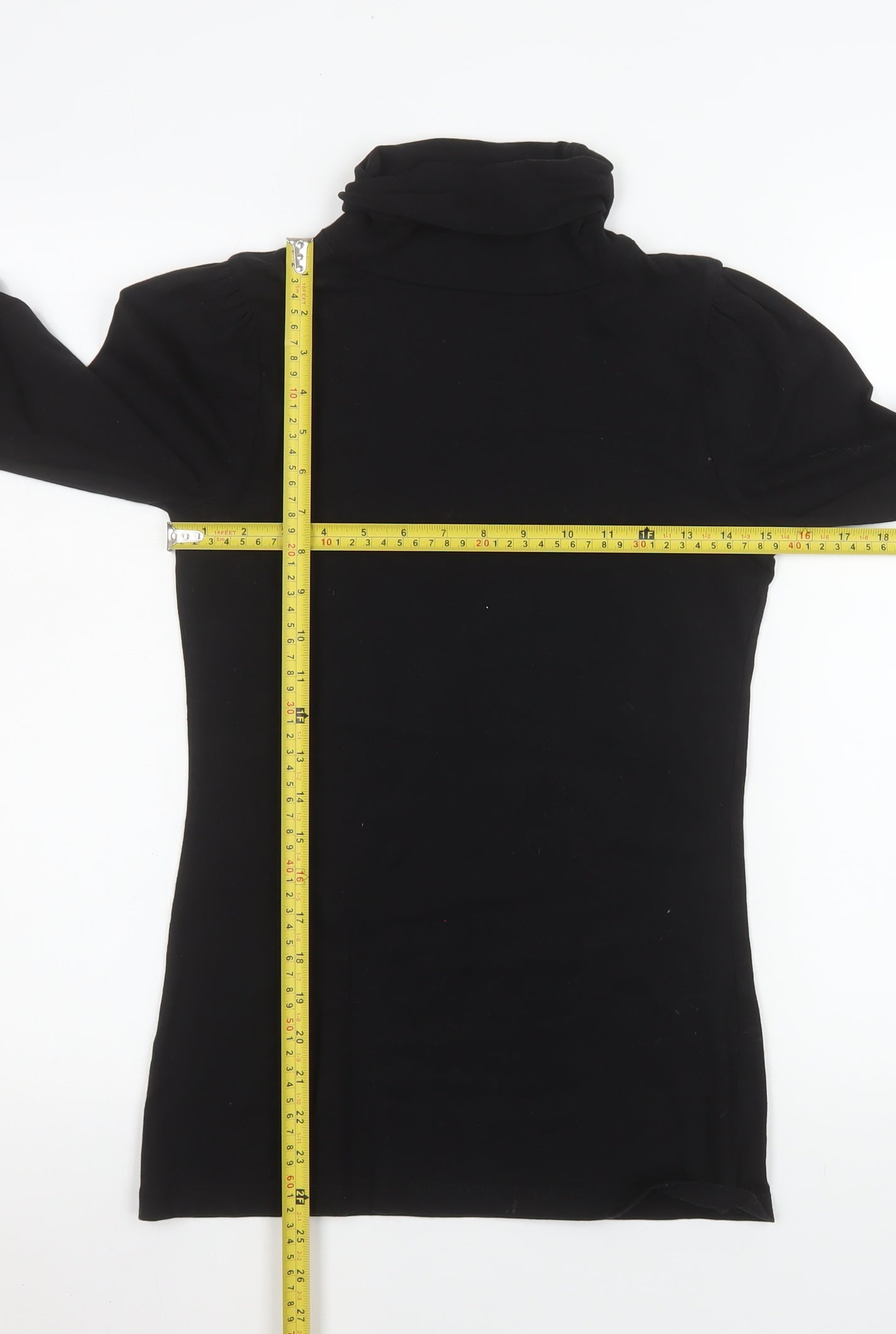 Next Women's Black Roll Neck Long Sleeve Cotton Stretch Top Size 8