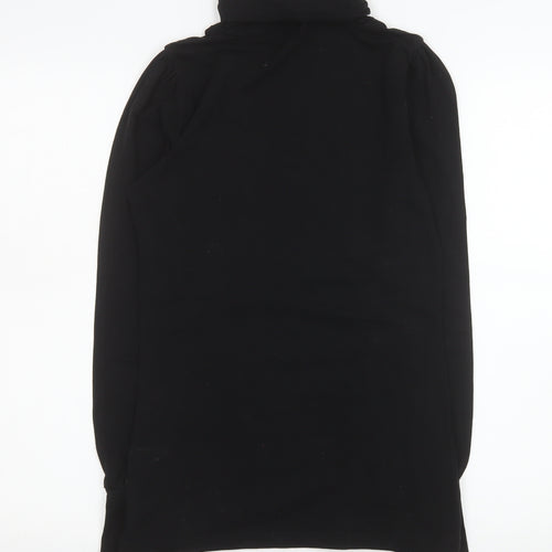 Next Women's Black Roll Neck Long Sleeve Cotton Stretch Top Size 8