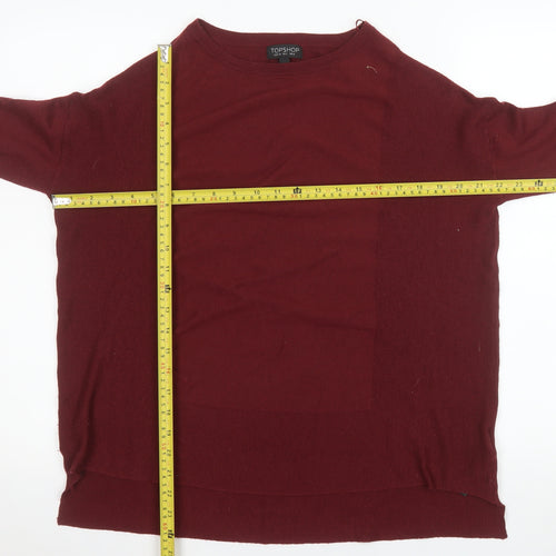 Topshop Women Red Size 6 Relaxed Fit 3/4 Sleeve Knit Jumper