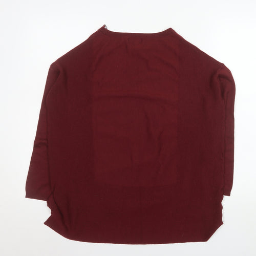 Topshop Women Red Size 6 Relaxed Fit 3/4 Sleeve Knit Jumper
