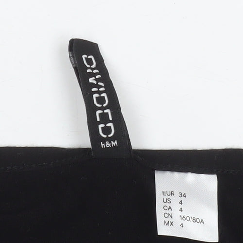 H&M Women Black Wrap Dress Size 6 Long Sleeve Viscose Stretch