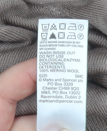 Marks and Spencer Men Beige Merino Wool Roll Neck Jumper M