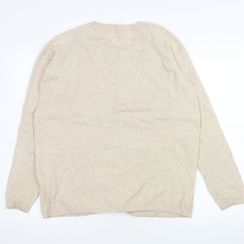 ISLE Essentials Womens Beige Cable Knit Cardigan Size 14-16 Wool Blend
