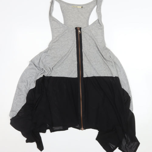 Crafted Womens Grey Black Size 8 Asymmetric Zip Dress