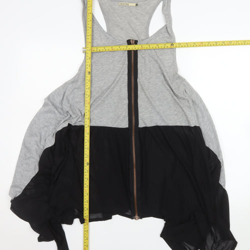 Crafted Womens Grey Black Size 8 Asymmetric Zip Dress