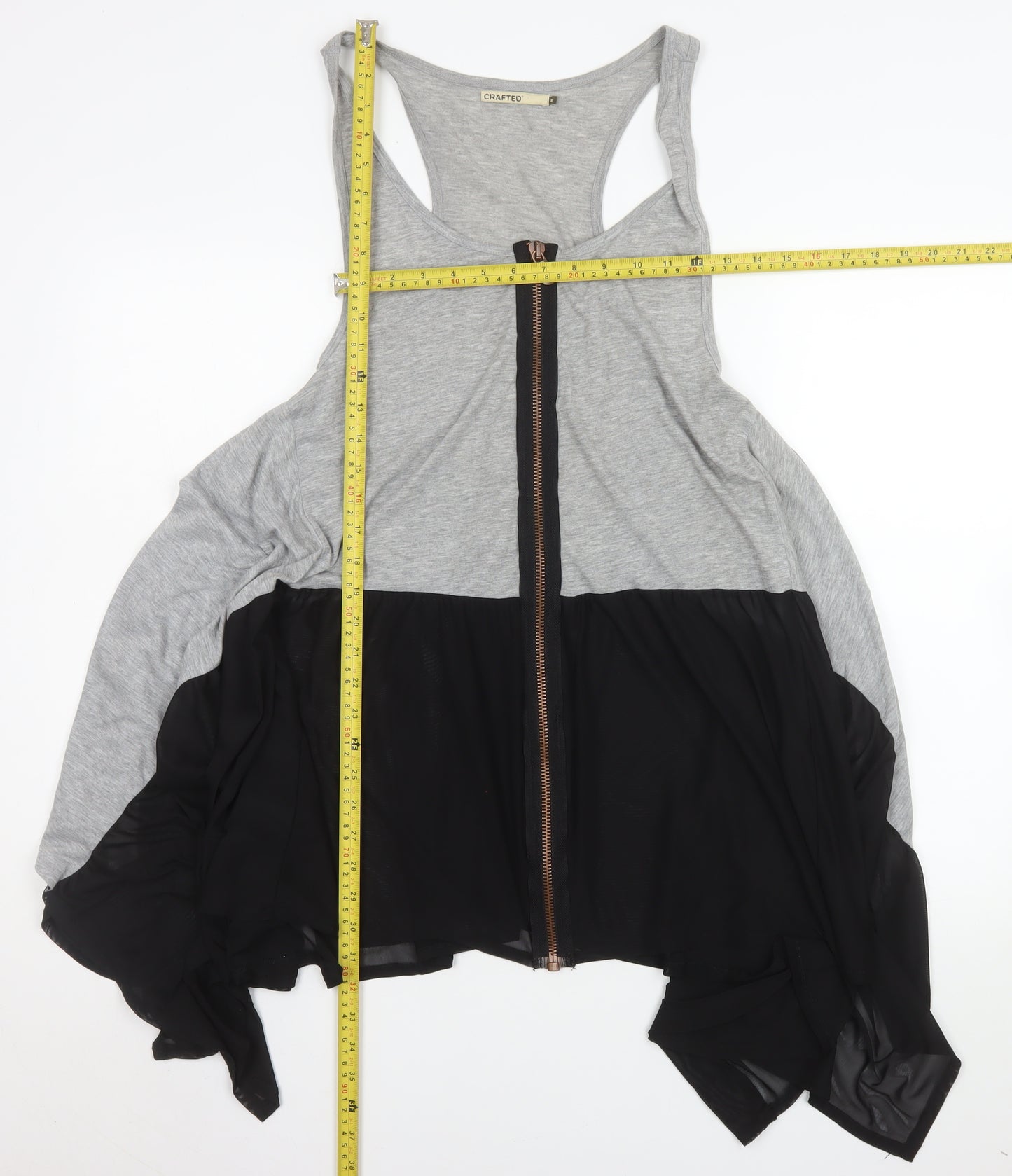 Crafted Womens Grey Black Size 8 Asymmetric Zip Dress