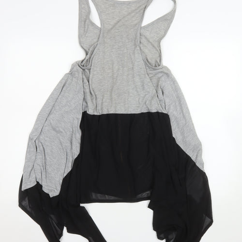 Crafted Womens Grey Black Size 8 Asymmetric Zip Dress