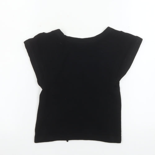 Urban Outfitters Women’s Black Cropped Lace-Up Jersey T-Shirt Size M