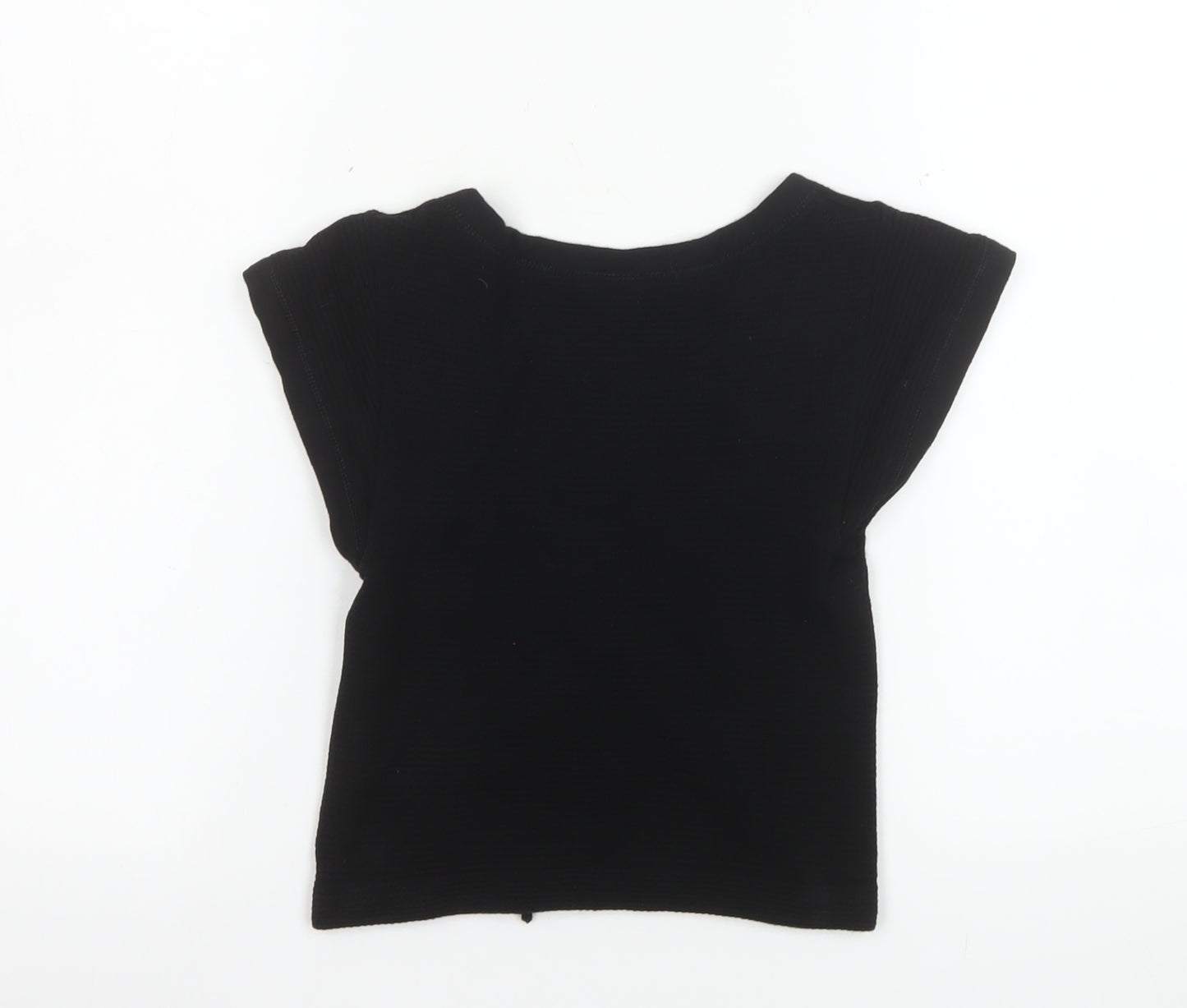 Urban Outfitters Women’s Black Cropped Lace-Up Jersey T-Shirt Size M
