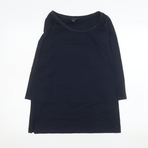 Lands' End Women's Blue Long Sleeve Basic Scoop Neck Top XS