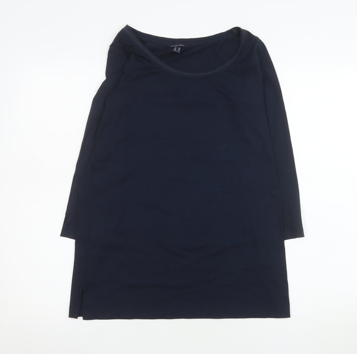 Lands' End Women's Blue Long Sleeve Basic Scoop Neck Top XS