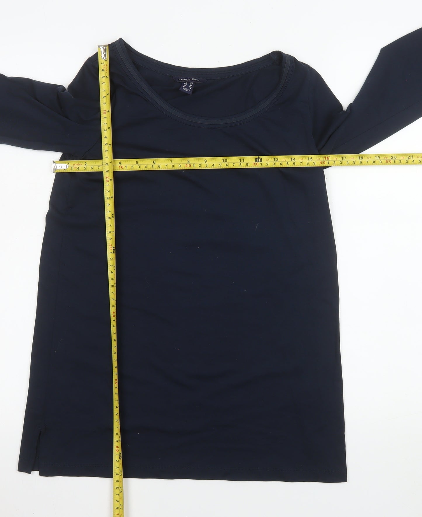 Lands' End Women's Blue Long Sleeve Basic Scoop Neck Top XS